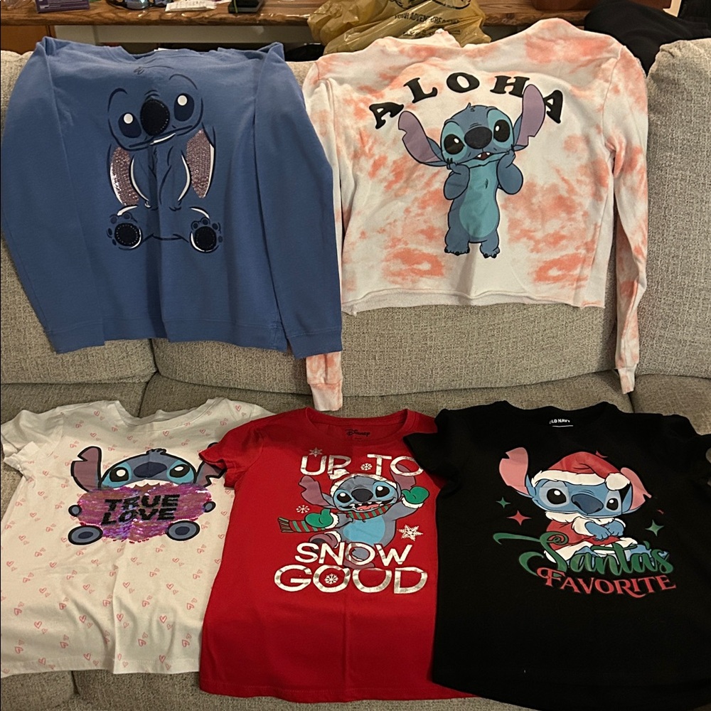 Disney Blue Stitch Sweatshirt with Glitter Accents